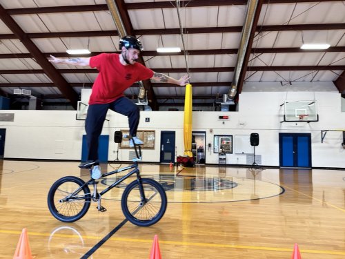 BMX Athlete Mannie Nogueira Inspires Students with Thrilling Assembly