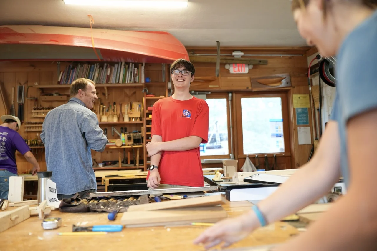 students woodworking