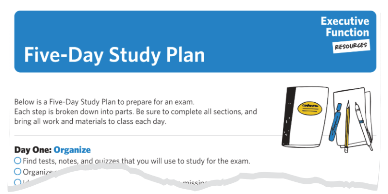 Five-Day Study Plan Tear-off